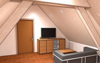 raumwunder | Umgestaltung Dachzimmer mit TV Möbel | Pläne